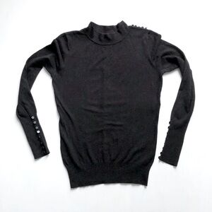 MINT VELVET UK Black Button-Shoulder Mock Turtleneck Sweater Size 4